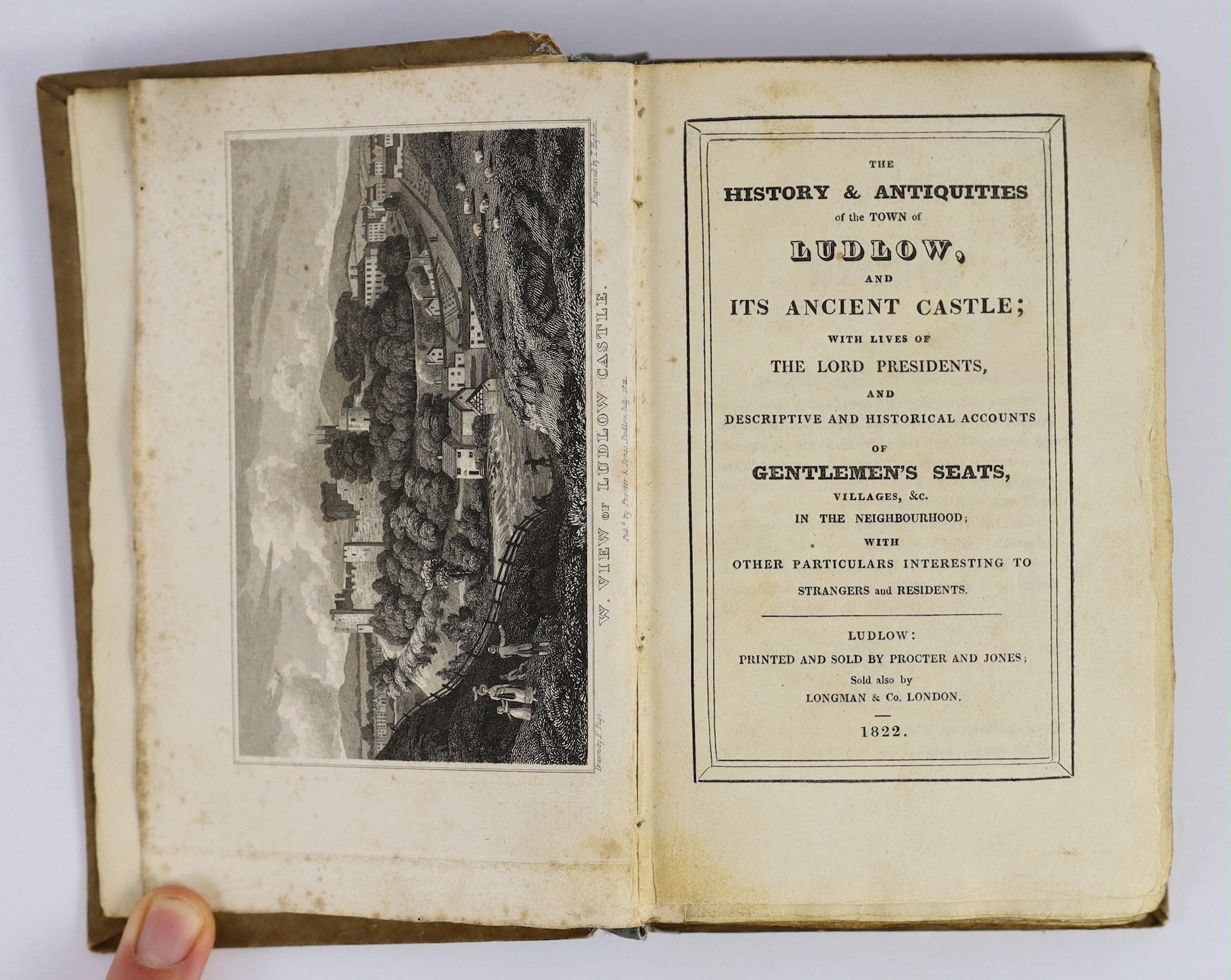 LUDLOW: (Ludlow) Copies of the Charters and Grants to the Town of Ludlow ... the origin, law, and custom of tolls ... an account of charitable foundations ... half title; original marbled boards with printed label, uncut